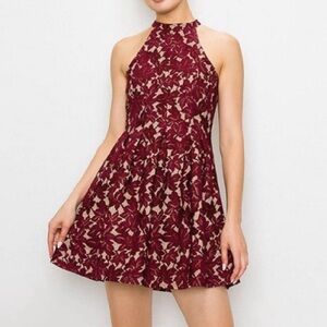 New Altar’d State Red Lace Fit and Flare Mini dress. Size Medium